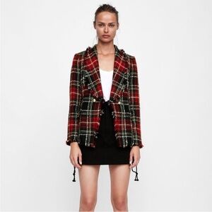 Zara Red Plaid Women's Blazer